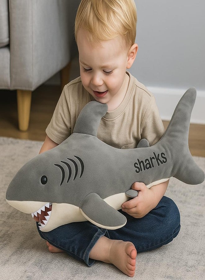 DTR Creation Soft Shark Plush Pillow Toy for Kids | Big Cuddly Stuffed Animal for Boys & Girls | Cute Hugging Cushion Toy for Bedroom, Sofa & Gift | 45 cm (Grey) - Image 3